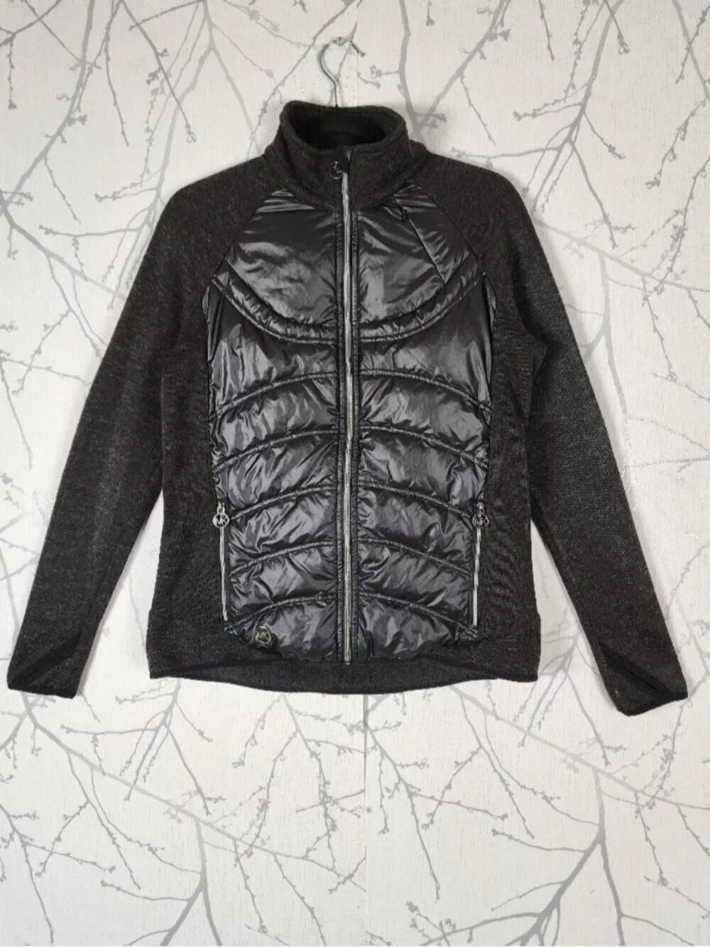 Michael Michael Kors Black Down Filled Quilted Puffer Sweater Jacket